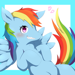 Size: 1200x1200 | Tagged: safe, artist:hound_puppy, rainbow dash, g4, female, pixiv, solo