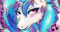 Size: 1280x690 | Tagged: safe, artist:muminkorp, dj pon-3, vinyl scratch, g4, female, solo