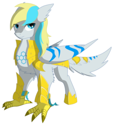 Size: 1024x1118 | Tagged: safe, artist:mdsk-rb, oc, oc only, oc:cirrus sky, hippogriff, armor, solo, talons