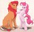 Size: 950x871 | Tagged: safe, artist:z-lion, pinkie pie, oc, oc:leon, big cat, lion, pony, g4, bedroom eyes, belly button, bipedal, bodypaint, canon x oc, chest fluff, countershading, cute, diapinkes, featured image, fluffy, grin, mouth hold, non-mlp oc, paint, paintbrush, painting, pale belly, palette, pinon, shipping, smiling