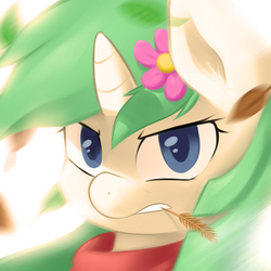 Size: 1240x1240 | Tagged: safe, artist:marble-soda, oc, oc only, oc:minty, pony, unicorn, angry, backlighting, badass, bust, close-up, motion blur, portrait, solo