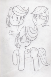 Size: 2260x3412 | Tagged: safe, artist:toon-n-crossover, fluttershy, g4, :>, c:, cute, hair over one eye, high res, monochrome, raised hoof, shy, sketch, smiling, traditional art