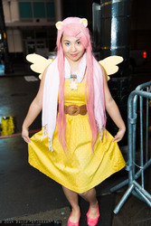 Size: 1365x2048 | Tagged: safe, artist:dtjaaaam, fluttershy, human, g4, 2014, belt, clothes, convention, cosplay, dress, irl, irl human, photo, sakura con, solo