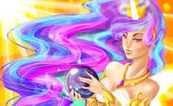 Size: 1591x979 | Tagged: safe, artist:dayonxviii, princess celestia, human, g4, female, humanized, solo