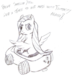 Size: 477x503 | Tagged: artist needed, safe, fluttershy, g4, death stare, female, game, luigi, luigi's death stare, male, mario kart, mario kart 8, meme, monochrome, parody, solo, stare, super mario bros., the stare