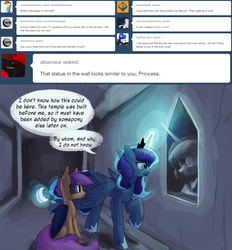 Size: 1280x1382 | Tagged: safe, artist:darkflame75, princess luna, scootaloo, bat pony, pony, g4, bat ponified, scootabat, statue, student of the night, tumblr