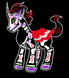 Size: 711x800 | Tagged: safe, artist:violetmagician, king sombra, pony, unicorn, g4, black background, dia de los muertos, male, simple background, solo, stallion