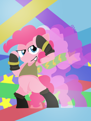 Size: 600x800 | Tagged: safe, artist:gnworkplace, pinkie pie, earth pony, pony, g4, bipedal, female, grin, jojo's bizarre adventure, joseph joestar, solo