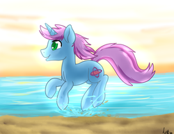 Size: 3850x2975 | Tagged: safe, artist:annakitsun3, oc, oc only, oc:gyro tech, pony, unicorn, beach, high res, male, solo, stallion