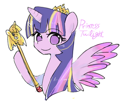 Size: 770x635 | Tagged: safe, artist:c-minded, twilight sparkle, alicorn, pony, g4, female, looking at you, mare, new crown, rainbow power, solo, twilight scepter, twilight sparkle (alicorn), wink