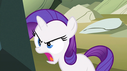 Size: 1280x720 | Tagged: safe, screencap, rarity, g4, the cutie mark chronicles, dumb rock, female, filly, rock, solo