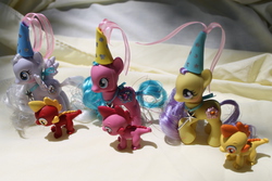 Size: 4272x2848 | Tagged: safe, artist:tiellanicole, fiery, flash (g1), princess primrose, princess starburst, princess tiffany, sparks (g1), dragon, g1, g4, customized toy, g1 to g4, generation leap, irl, photo, toy