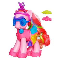 Size: 600x600 | Tagged: safe, pinkie pie, earth pony, pony, g4, balloon animal, brushable, clothes, fashion style, glasses, irl, photo, rainbow power-ified, skirt, solo, toy