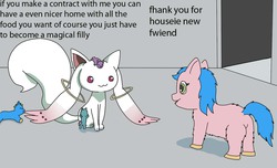 Size: 1024x621 | Tagged: safe, fluffy pony, contract, fluffy pony foals, incubator (species), kyubey, puella magi madoka magica