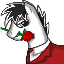 Size: 500x500 | Tagged: artist needed, safe, oc, oc only, pony, clothes, male, red, rose, seductive, solo, stallion, suit, tango