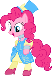 Size: 1264x1825 | Tagged: safe, artist:zacatron94, pinkie pie, earth pony, pony, g4, bipedal, clothes, female, hat, necklace, open mouth, simple background, solo, transparent background