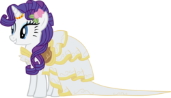 Size: 4653x2670 | Tagged: safe, artist:barrfind, rarity, pony, unicorn, g4, alternate hairstyle, clothes, dress, female, horn, horn ring, mare, simple background, solo, transparent background, vector, wedding dress