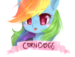 Size: 1280x960 | Tagged: safe, artist:marinakirby, rainbow dash, g4, corndog, female, mouthpiece, parody, solo