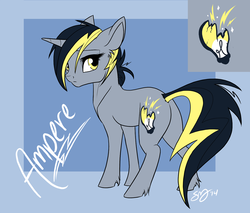 Size: 1280x1089 | Tagged: safe, artist:probablyfakeblonde, oc, oc only, oc:ampere, pony, unicorn, solo