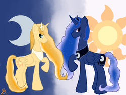 Size: 1024x768 | Tagged: safe, artist:hauntingmusician, princess celestia, princess luna, g4, palette swap