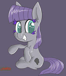 Size: 952x1107 | Tagged: safe, artist:magical disaster, maud pie, g4, alternate universe, colored eyelashes, cute, female, happy, looking at you, maudabetes, personality swap, sitting, smiling, solo, when she smiles, wrong cutie mark