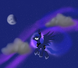 Size: 4000x3500 | Tagged: dead source, safe, artist:tvio, princess luna, g4, female, flying, moon, solo