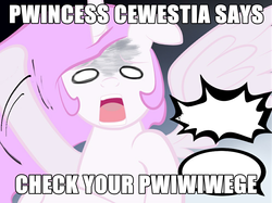Size: 995x744 | Tagged: safe, princess celestia, g4, adventure in the comments, angry, cewestia, check your privilege, feminism, filly, jontron thread, mouthpiece, op is a duck, op is trying to start shit, satire, social justice
