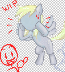 Size: 392x435 | Tagged: safe, artist:redanon, derpy hooves, oc, oc:anon, pegasus, pony, g4, female, mare, no face, wip