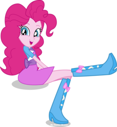 Size: 4923x5295 | Tagged: safe, artist:vector-brony, pinkie pie, equestria girls, g4, my little pony equestria girls: rainbow rocks, player piano, absurd resolution, boots, clothes, cute, diapinkes, female, high heel boots, looking at you, pinkie on a piano, raised leg, simple background, sitting, skirt, solo, transparent background, vector