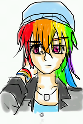 Size: 320x480 | Tagged: safe, artist:asdf314159265, rainbow dash, human, g4, female, humanized, sketchy, solo