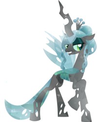 Size: 4767x6000 | Tagged: safe, artist:princeofrage, queen chrysalis, changeling, changeling queen, g4, absurd resolution, alternate hairstyle, crown, crystallized, female, jewelry, regalia, smiling, solo