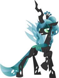 Size: 4517x6001 | Tagged: safe, artist:princeofrage, queen chrysalis, changeling, changeling queen, g4, absurd resolution, alternate hairstyle, female, smiling, solo