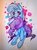 Size: 769x1039 | Tagged: safe, artist:paint-splatters, trixie, pony, unicorn, g4, blushing, bubble, colored, cute, diatrixes, earring, female, looking at you, mare, mouth hold, piercing, sitting, smiling, solo, traditional art, underhoof