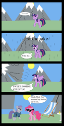 Size: 1024x2012 | Tagged: safe, maud pie, pinkie pie, twilight sparkle, alicorn, pony, g4, comic, female, mare, mountain, sunglasses, twilight sparkle (alicorn)