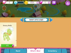 Size: 2048x1536 | Tagged: safe, gameloft, screencap, granny smith, g4, hud, solo, sweet apple acres