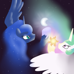 Size: 600x600 | Tagged: safe, artist:hudoyjnik, princess celestia, princess luna, g4