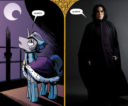 Size: 800x662 | Tagged: safe, edit, idw, official comic, king sombra, g4, spoiler:comic, spoiler:comic19, alan rickman, good king sombra, harry potter (series), parody, severus snape