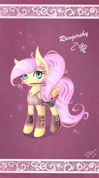 Size: 665x1200 | Tagged: safe, artist:wilvarin-liadon, fluttershy, bat pony, g4, alternate hairstyle, arrow, badass, badass adorable, clothes, cute, fantasy class, female, flutterbadass, flutterbat, hoof boots, hoof shoes, looking at you, mouth hold, necklace, race swap, ranger, shyabates, shyabetes, solo