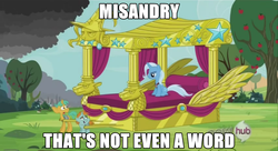 Size: 1024x559 | Tagged: safe, screencap, snails, snips, trixie, pony, g4, magic duel, feminism, hub logo, image macro, meme, misandry, mouthpiece, parody, social justice, stallionism