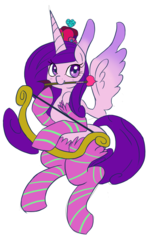 Size: 1138x1920 | Tagged: safe, alternate version, artist:zev, princess cadance, alicorn, pony, g4, alternative colors, arrow, bow (weapon), bow and arrow, clothes, colored, female, mare, socks, solo, striped socks, weapon