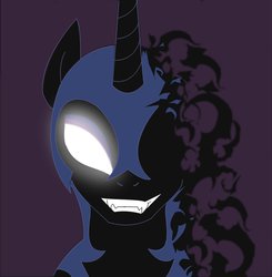 Size: 924x944 | Tagged: safe, artist:majinkamael, nightmare moon, g4, female, glowing eyes, solo