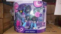 Size: 960x540 | Tagged: safe, queen chrysalis, g4, official, clothes, electronic toy, female, goth, irl, photo, ponymania, socks, talking, toy