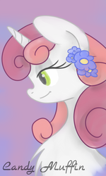 Size: 1000x1666 | Tagged: safe, artist:candy-muffin, sweetie belle, g4, female, flower, solo