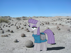 Size: 2133x1600 | Tagged: safe, artist:valoranvectors, maud pie, earth pony, pony, g4, argentina, female, grin, irl, ischigualasto provincial park, mare, photo, ponies in real life, rock, san juan province, smiling, solo, that pony sure does love rocks, valle de la luna, when she smiles