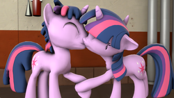 Size: 1280x720 | Tagged: safe, artist:fire-d-brony540, twilight sparkle, g4, 3d, duo, dusk shine, female, kissing, male, rule 63, self ponidox, selfcest, ship:dusktwi, shipping, source filmmaker, straight