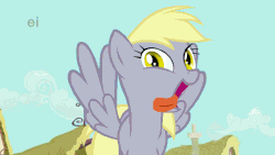 Size: 640x360 | Tagged: safe, artist:durpy, edit, edited screencap, screencap, derpy hooves, pegasus, pony, a bird in the hoof, g4, animated, character swap, derpy being derpy, ei, female, flying, mare, palette swap, recolor, silly, silly pony, smiling, solo, tongue out