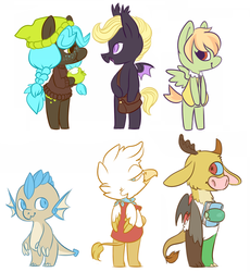 Size: 636x691 | Tagged: safe, artist:spideride, oc, oc only, oc:catnip, oc:curiosity, oc:pushing daisies, bat pony, dragon, earth pony, griffon, anthro, animal crossing, apple, beanie, book, female, freckles, hat, mare