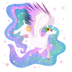 Size: 900x900 | Tagged: safe, artist:keetah-spacecat, princess celestia, alicorn, pony, g4, abstract background, female, flower in hair, flying, mare, simple background, solo, spread wings, sunflower, transparent background, wings