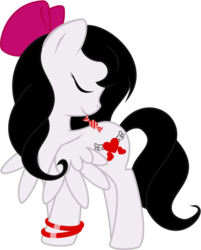 Size: 801x997 | Tagged: safe, artist:matt21, oc, oc only, oc:sakuri, pegasus, pony, bow, candy, eyes closed, solo