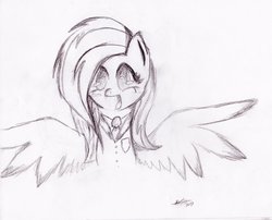 Size: 994x803 | Tagged: safe, artist:drwho235, fluttershy, g4, female, monochrome, solo, traditional art